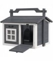 Rabbit Hutch Light Grey Fir Wood 61L x49.5W x53.5Hcm Two Rooms Openable Roof