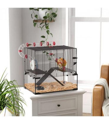 Hamster Cage PawHut w/ Tubes, Ramps, Platforms, Hut, 60 x 40 x 57cm