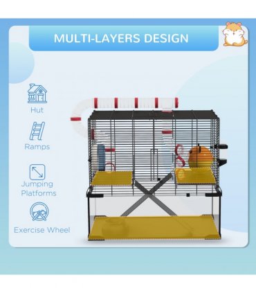 Hamster Cage PawHut w/ Tubes, Ramps, Platforms, Hut, 60 x 40 x 57cm