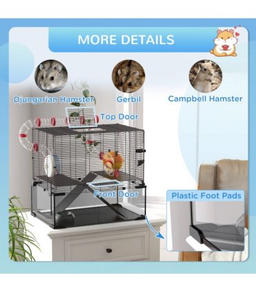 Hamster Cage PawHut w/ Tubes, Ramps, Platforms, Hut, 60 x 40 x 57cm