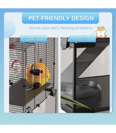Hamster Cage PawHut w/ Tubes, Ramps, Platforms, Hut, 60 x 40 x 57cm