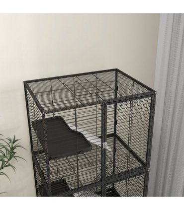 Small Animal Cage Charcoal Grey 136H x 61.5L x 45.5Wcm 4-Tier Rolling Cage