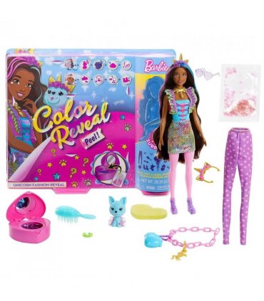 Barbie Colour Reveal Peel Unicorn Doll with 25 Accessories Toy Gift For Kids