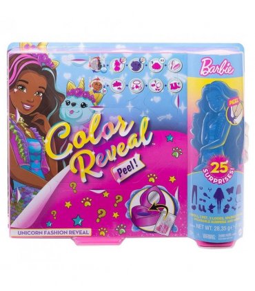 Barbie Colour Reveal Peel Unicorn Doll with 25 Accessories Toy Gift For Kids