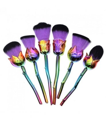 Beauty and the Beast-Inspired Rose Makeup Brushes with Glossy Handles