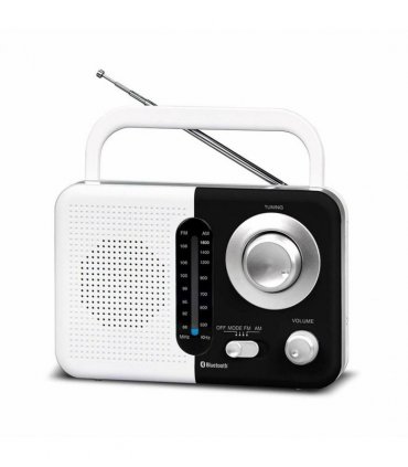 Soundz SZ412 AM/FM Bluetooth Radio with USB Port And SD Card Slot, Black/White
