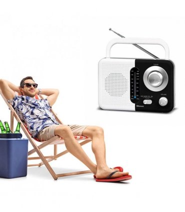 Soundz SZ412 AM/FM Bluetooth Radio with USB Port And SD Card Slot, Black/White