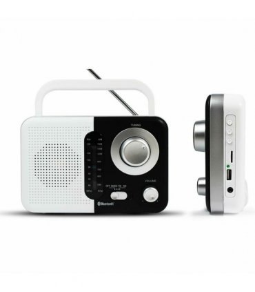 Soundz SZ412 AM/FM Bluetooth Radio with USB Port And SD Card Slot, Black/White