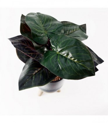 35cm Artificial Ficus Plant with Teal Blue Green Ceramic Planter