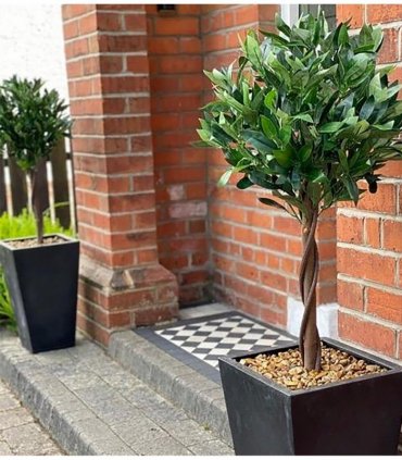Pair of 120cm (4ft) Twist Natural Artificial Topiary Bay Laurel Ball Trees