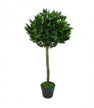 Pair of 90cm (3ft) Plain Stem Artificial Topiary Bay Laurel Ball Trees