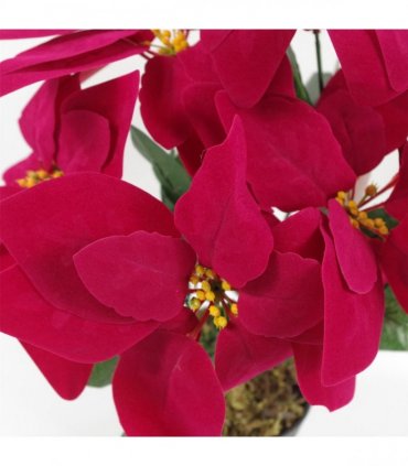 Artificial Christmas Xmas Red Poinsettia 40cm Gold Honeycomb Metal Planter