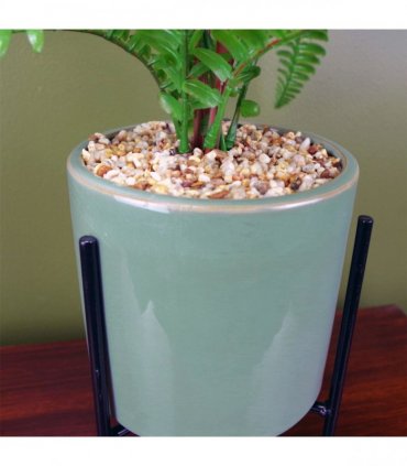 40cm Artificial Fern Plant with Ceramic Planter & Stand