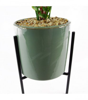 40cm Artificial Fern Plant with Ceramic Planter & Stand