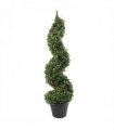 90cm (3ft) Tall Artificial Boxwood Tower Tree Topiary Spiral Metal Top