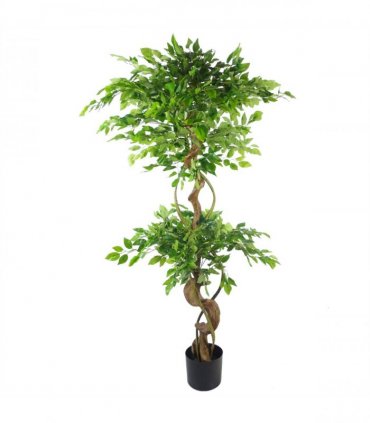 150cm Twisted Trunk Artificial Japanese Fruticosa Ficus Tree Silver Planter