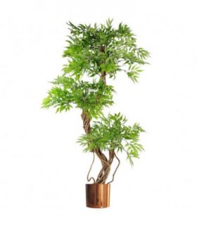 140cm Leaf Realistic Artificial Japanese Fruticosa Ficus Tree, Green Copper
