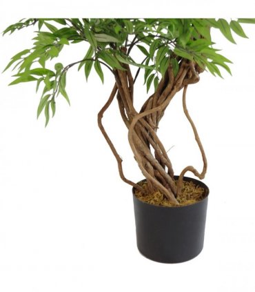 140cm Leaf Realistic Artificial Japanese Fruticosa Ficus Tree, Green Copper
