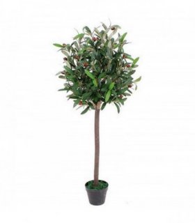 90cm Leaf Design UK Realistic Artificial Olive Tree in Black Plastic Pot