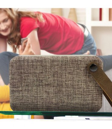 Portable Bluetooth Speaker Fabric Brown 2 x 3W Output TF Card Slot Hands-Free