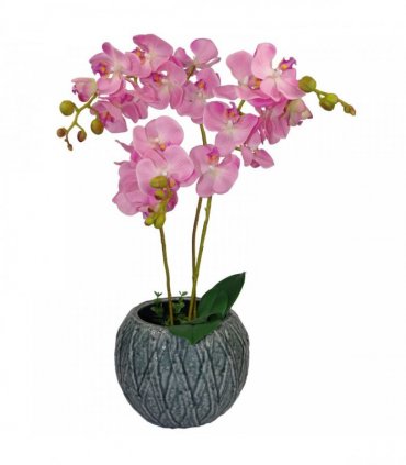 60cm Artificial Luxury Orchid -Triple Stem - Pink Realistic Plant
