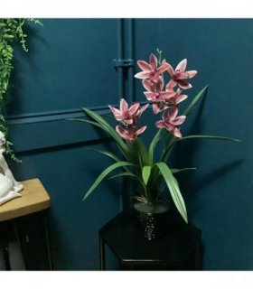 50cm Dark Pink Artificial Orchid in Ceramic Planter