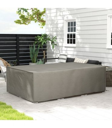 Outdoor Furniture Cover Grey Oxford Fabric PE 222L x 155W x 67H cm Waterproof