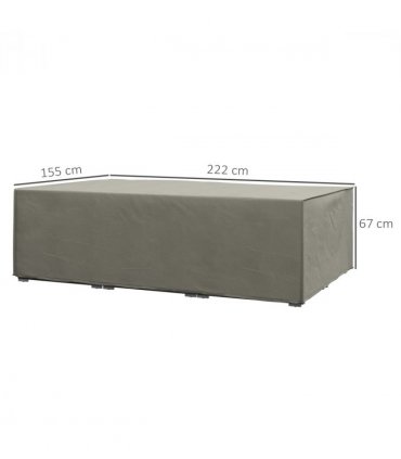 Outdoor Furniture Cover Grey Oxford Fabric PE 222L x 155W x 67H cm Waterproof