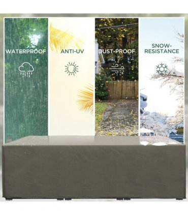 Outdoor Furniture Cover Grey Oxford Fabric PE 222L x 155W x 67H cm Waterproof