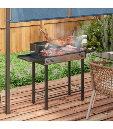 Charcoal Spit Roasting Machine Black Stainless Steel 118cmx32cmx90cm Grill
