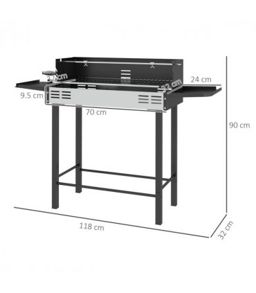 Charcoal Spit Roasting Machine Black Stainless Steel 118cmx32cmx90cm Grill