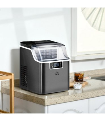 Ice Maker Machine Stainless Steel 20kg/day 25.2cm x 36cm x 37.1cm Black