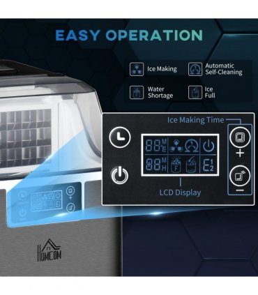 Ice Maker Machine Stainless Steel 20kg/day 25.2cm x 36cm x 37.1cm Black