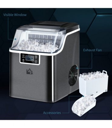Ice Maker Machine Stainless Steel 20kg/day 25.2cm x 36cm x 37.1cm Black