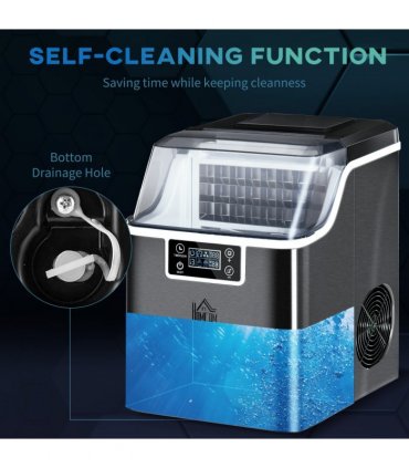 Ice Maker Machine Stainless Steel 20kg/day 25.2cm x 36cm x 37.1cm Black