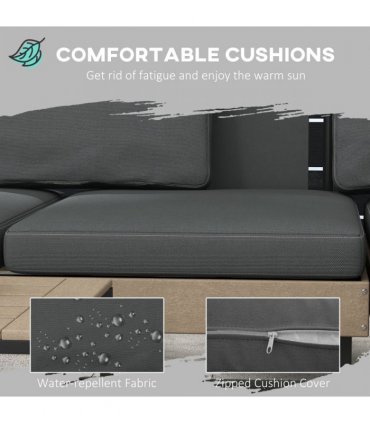 Garden Furniture Sets Grey HDPE Steel Polyester Loveseat Sofa Table 149x63x58cm