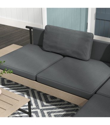Garden Furniture Sets Grey HDPE Steel Polyester Loveseat Sofa Table 149x63x58cm