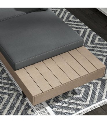 Garden Furniture Sets Grey HDPE Steel Polyester Loveseat Sofa Table 149x63x58cm