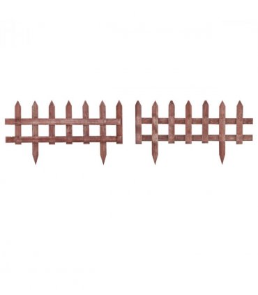 Garden Fence Border Rustic Brown Fir Wood 60x1x34cm Pack of 12 Outdoor Decor