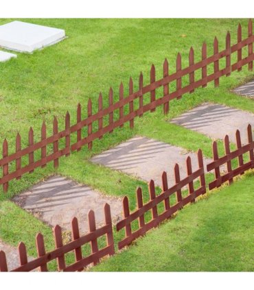 Garden Fence Border Rustic Brown Fir Wood 60x1x34cm Pack of 12 Outdoor Decor