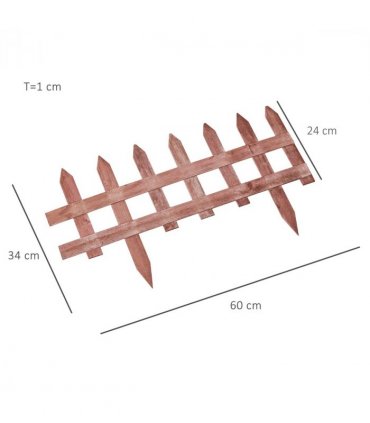 Garden Fence Border Rustic Brown Fir Wood 60x1x34cm Pack of 12 Outdoor Decor