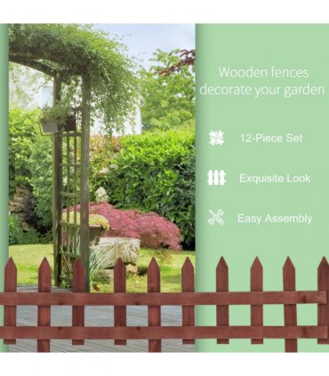 Garden Fence Border Rustic Brown Fir Wood 60x1x34cm Pack of 12 Outdoor Decor