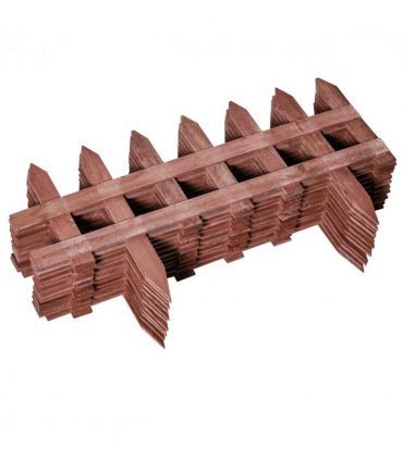 Garden Fence Border Rustic Brown Fir Wood 60x1x34cm Pack of 12 Outdoor Decor