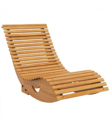 Outsunny Outdoor Rocking Chair w/ Slatted Seat, Wooden Rocking Chair, Teak