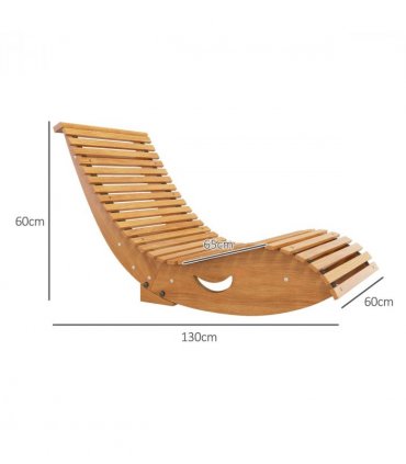 Outsunny Outdoor Rocking Chair w/ Slatted Seat, Wooden Rocking Chair, Teak