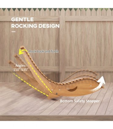 Outsunny Outdoor Rocking Chair w/ Slatted Seat, Wooden Rocking Chair, Teak
