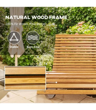 Outsunny Outdoor Rocking Chair w/ Slatted Seat, Wooden Rocking Chair, Teak