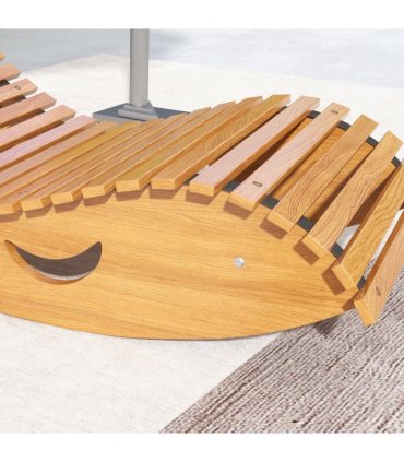 Outsunny Outdoor Rocking Chair w/ Slatted Seat, Wooden Rocking Chair, Teak