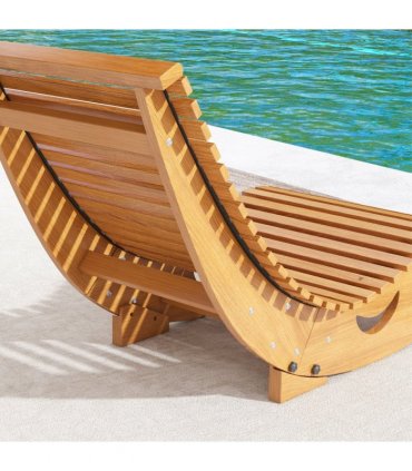 Outsunny Outdoor Rocking Chair w/ Slatted Seat, Wooden Rocking Chair, Teak