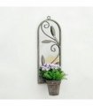 Distressed Metal Grey 64CM Wall Mirror with Single Planter - Antique Finish